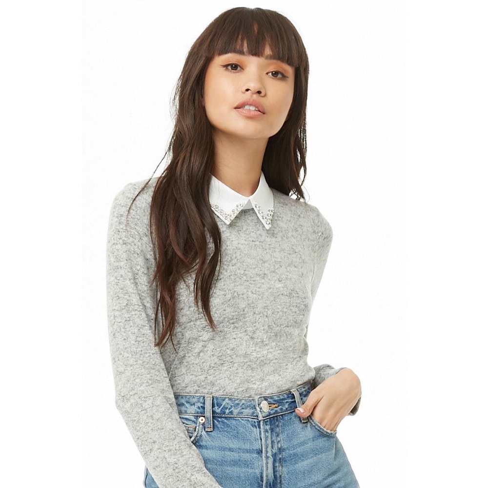 Wednesday Addams Sweater/Top w/ Jeweled Collar